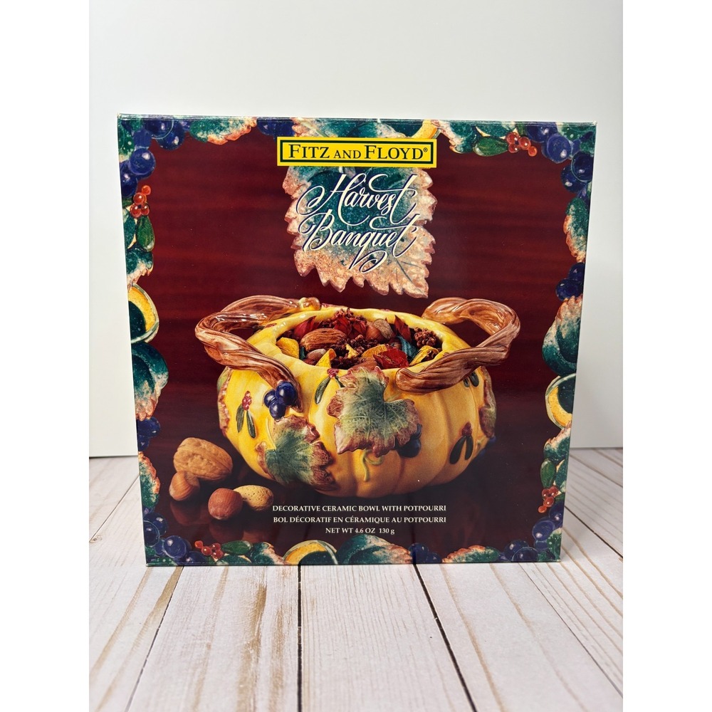 Vintage NWT Fitz And Floyd Harvest Banquet Ceramic Bowl W/Potpourri